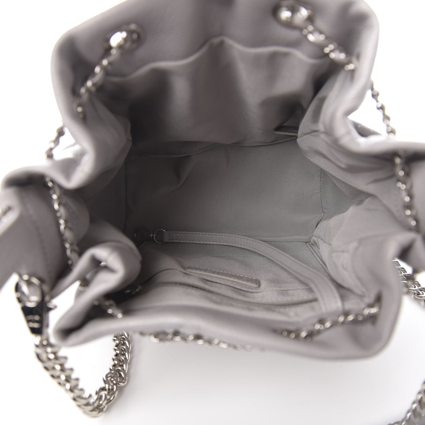 Caviar Quilted Small Chain Bucket Bag Light Gray