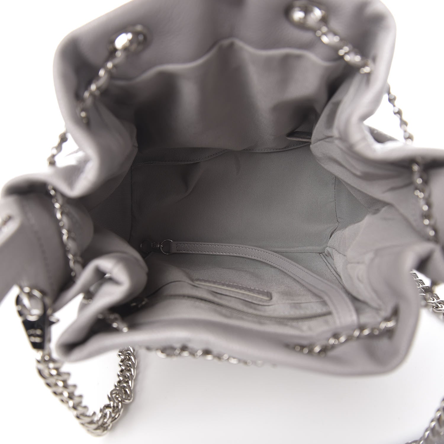Chanel Caviar Quilted Small Chain Bucket Bag Light Gray 4 of 9