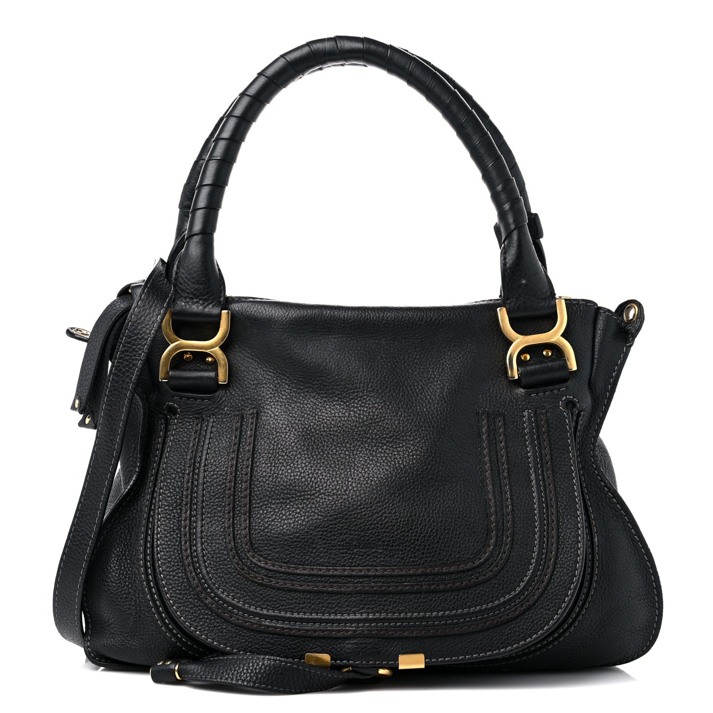 Calfskin Small Marcie Satchel Black