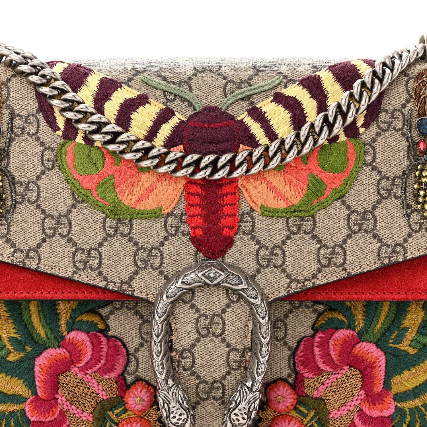 Gucci GG Supreme Monogram Embroidered Medium Dionysus Shoulder Bag Beige Hibiscus 8 of 10