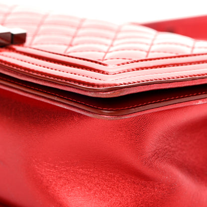 Chanel Metallic Patent Calfskin Quilted Medium Boy Flap Red 10 of 20