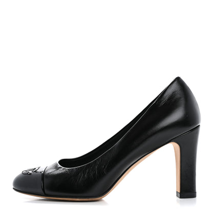 Chanel Lambskin Patent Calfskin Cap Toe CC Pumps 34 Black 1 of 11