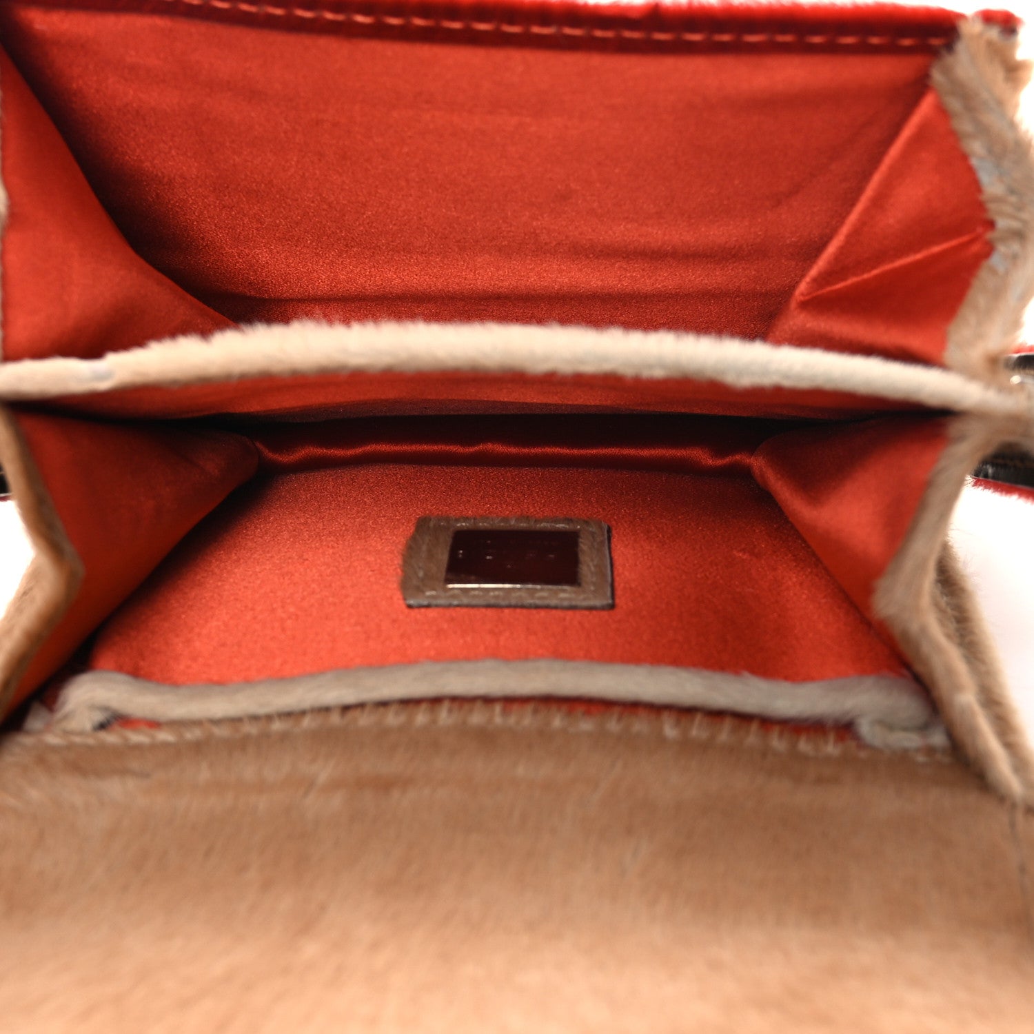 Fendi Calf Hair Bicolor Mini Front Buckle Shoulder Bag Light Brown Orange 5 of 13