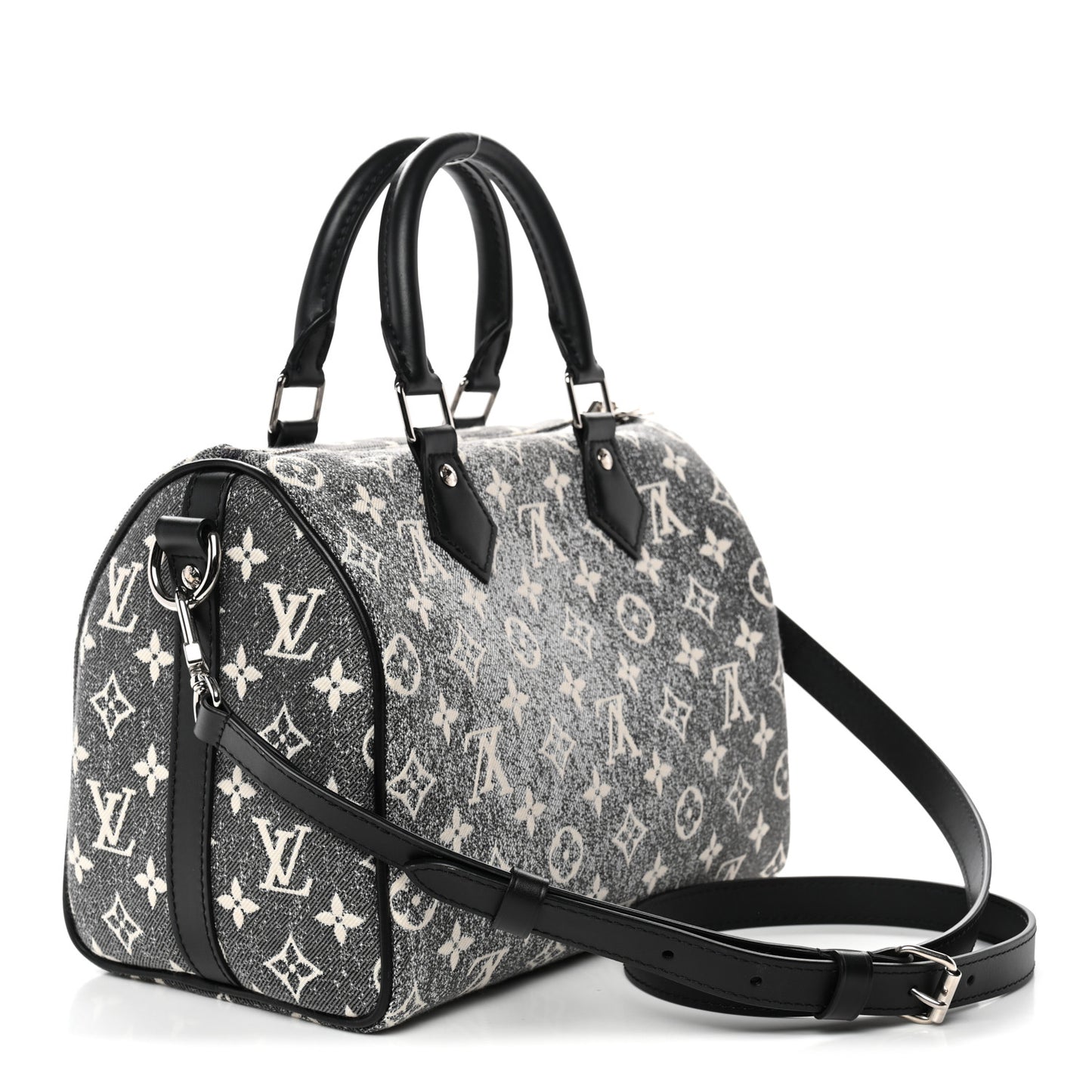 Denim Monogram Jacquard Speedy Bandouliere 25 Black