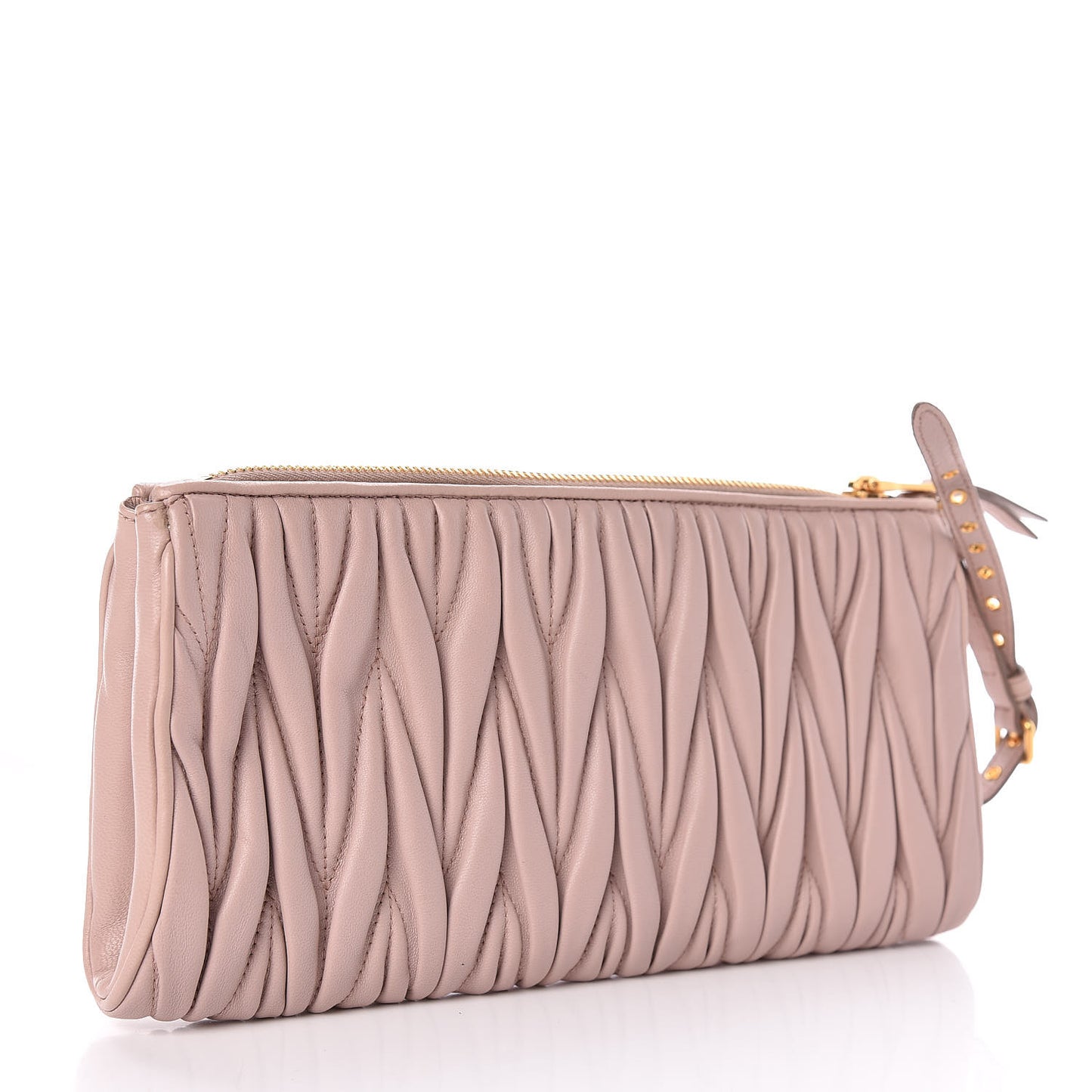 Nappa Matelasse Wristlet Cammeo