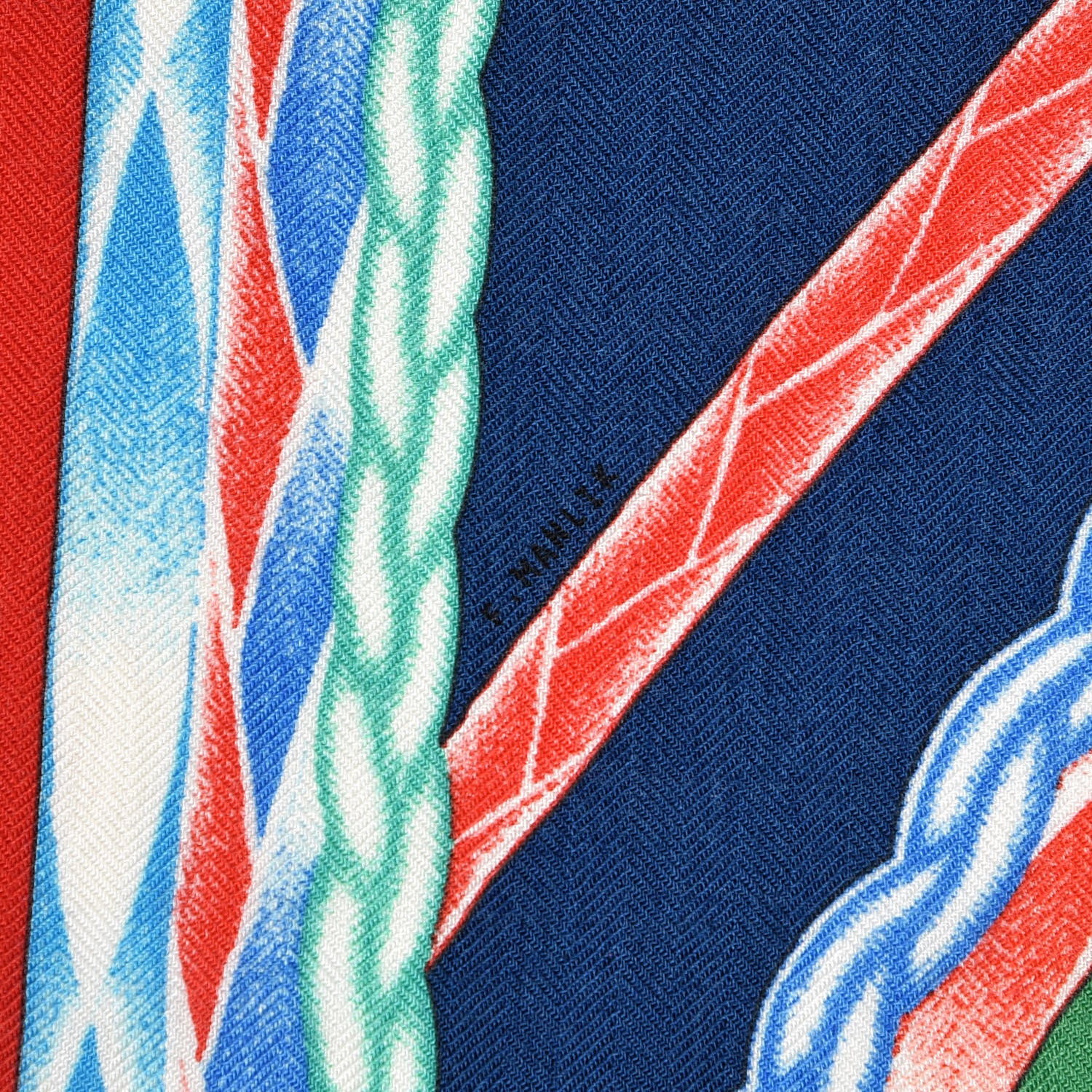Hermes Cashmere Silk Robe Du Soir Shawl 140 Rouge Bleu Vert 7 of 7
