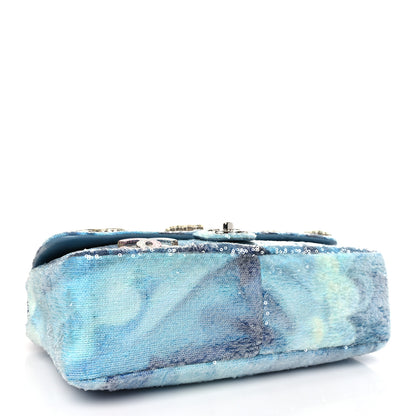 Chanel Sequin Resin Crystal Large Waterfall Charms Flap Light Blue 4 of 9