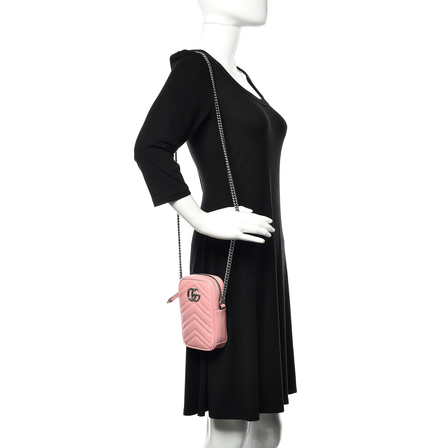 Gucci Calfskin Matelasse Mini GG Marmont Crossbody Bag Wild Rose 2 of 11