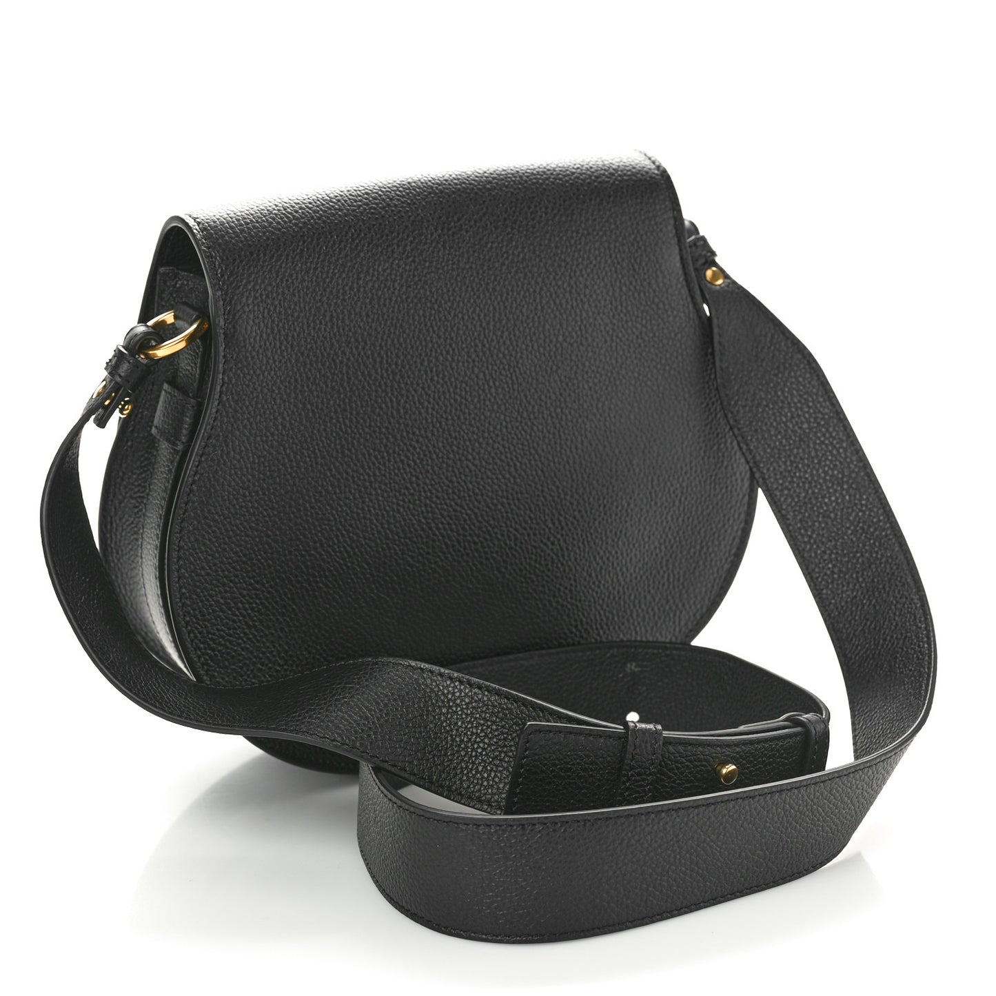 Calfskin Medium Marcie Round Crossbody Bag Black