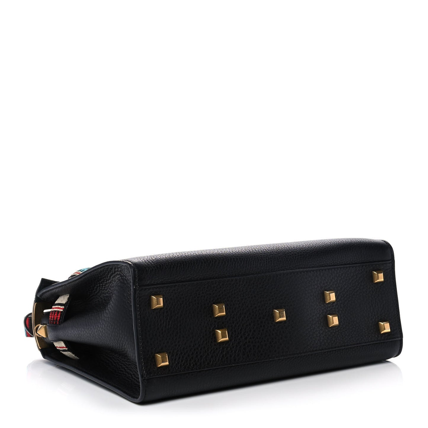 Pebbled Calfskin Beaded Medium My Rockstud Frame Bag Black