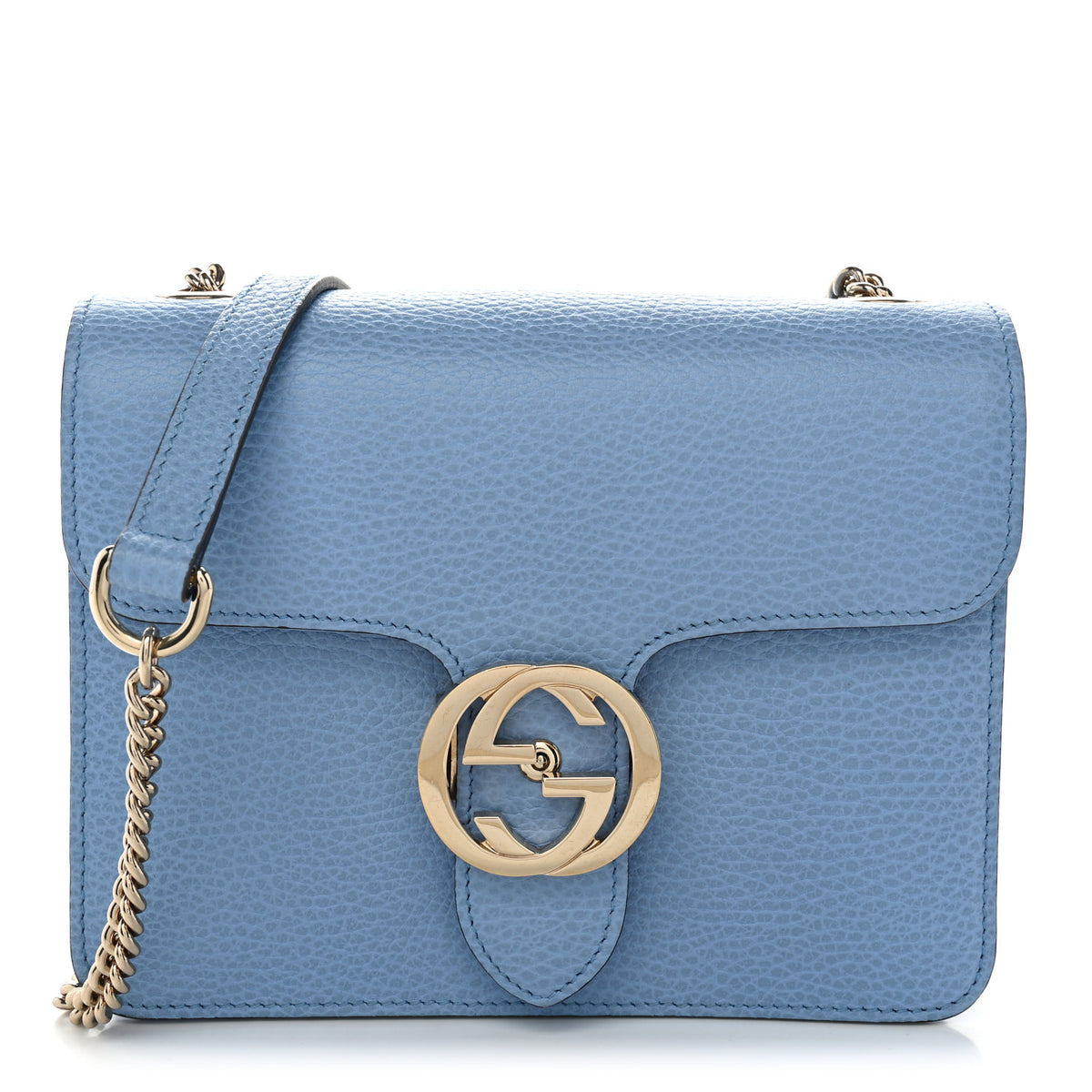 Gucci Dollar Calfskin Small Interlocking G Shoulder Bag Mineral Blue 1 of 14