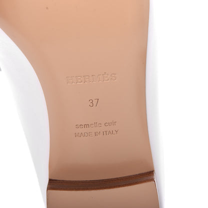 Hermes Goatskin Rivoli Mules 37 White 8 of 9