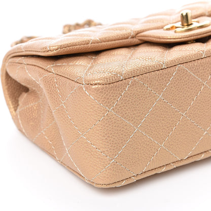 Chanel Pearly Caviar Quilted Mini Rectangular Flap Gold 8 of 10