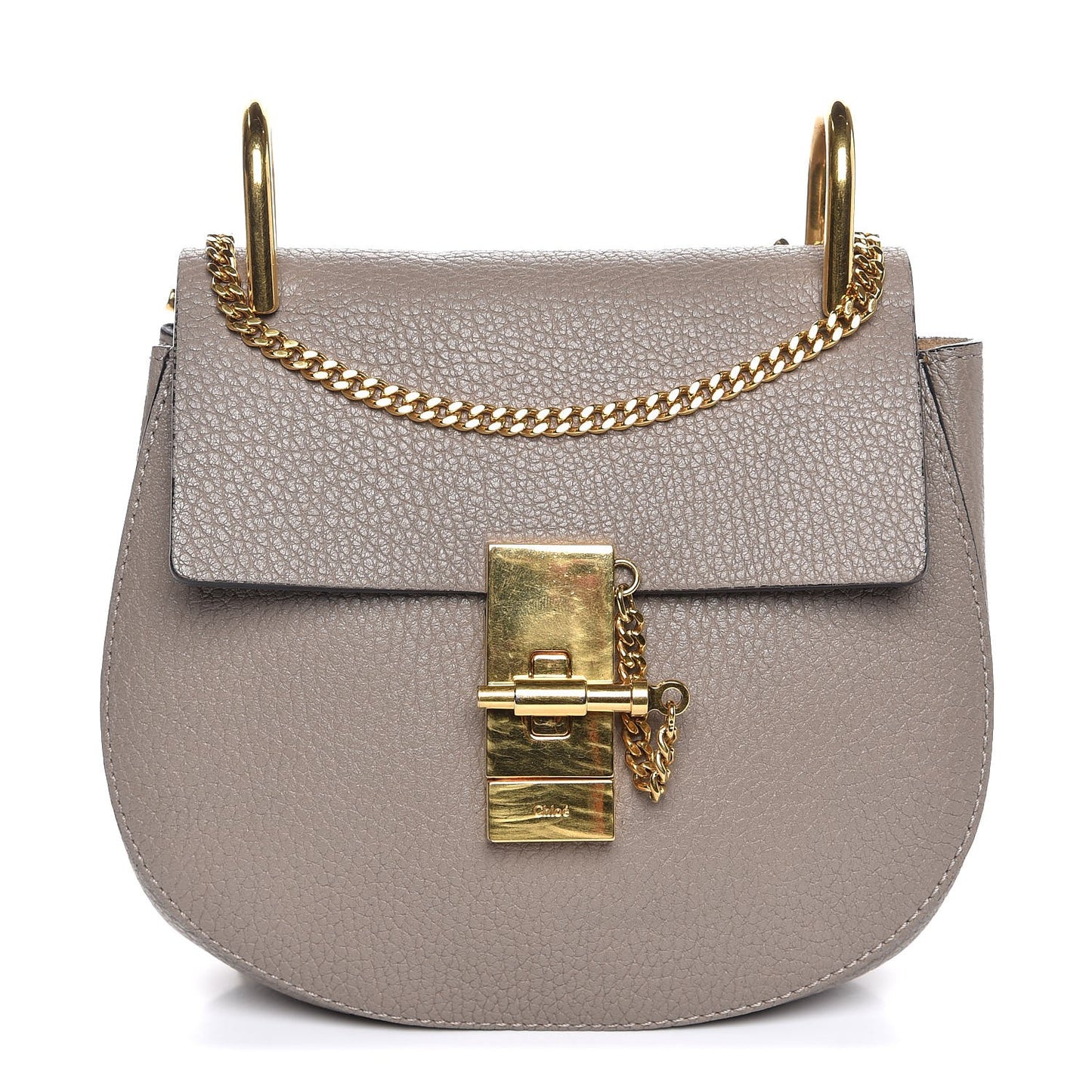 Grained Lambskin Mini Drew Shoulder Bag Motty Grey