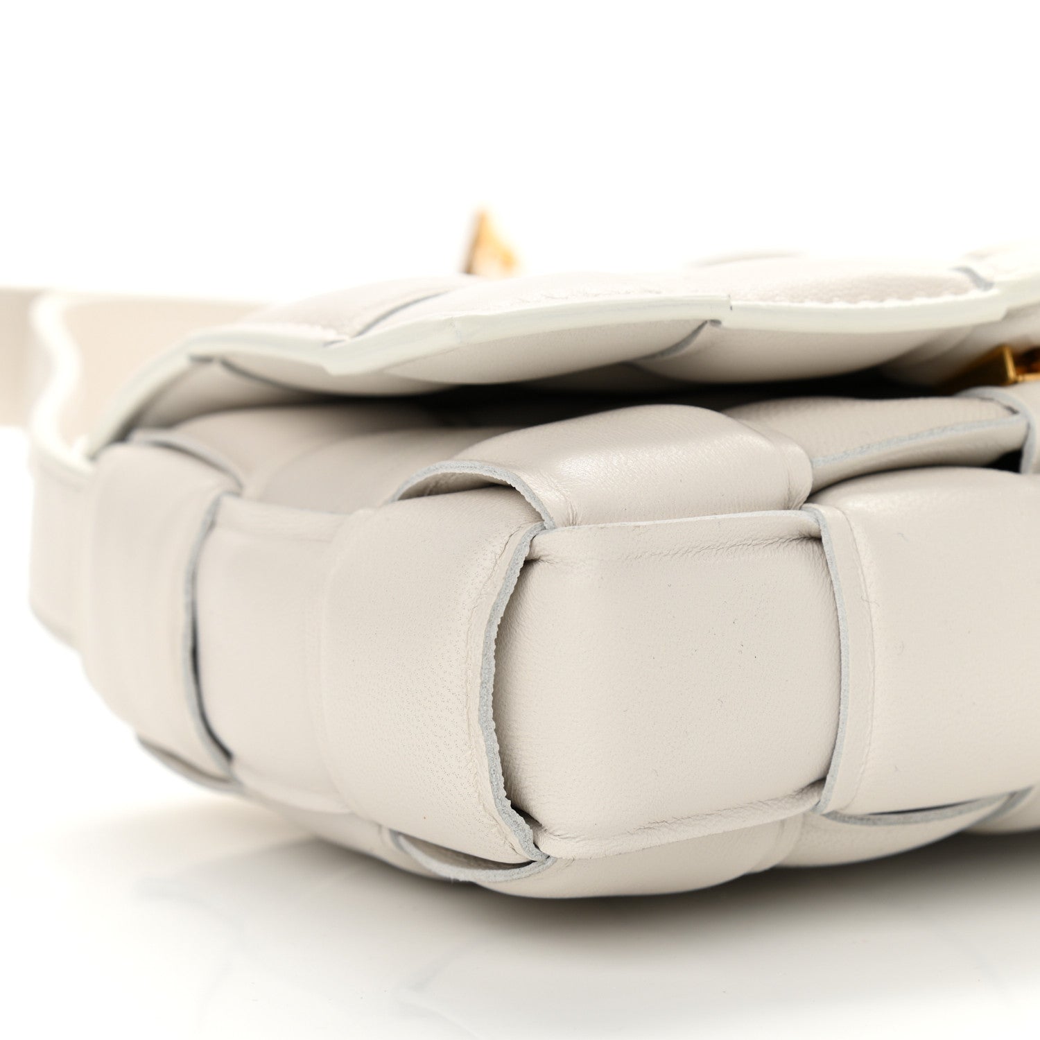 Bottega Veneta Lambskin Maxi Intreccio Padded Small Cassette Crossbody Bag White 8 of 10