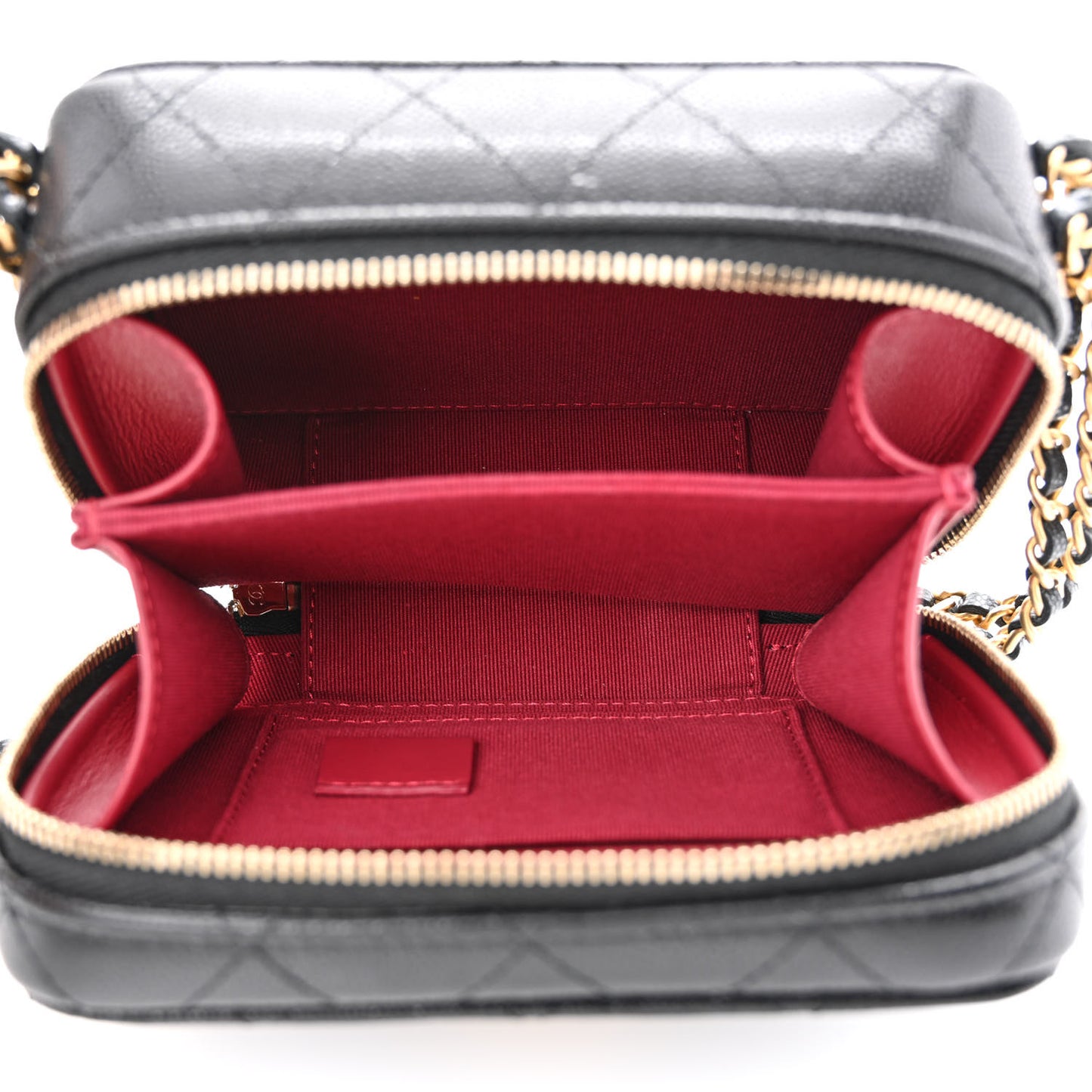 Caviar Quilted Twist Your Buttons Clutch With Chain Black