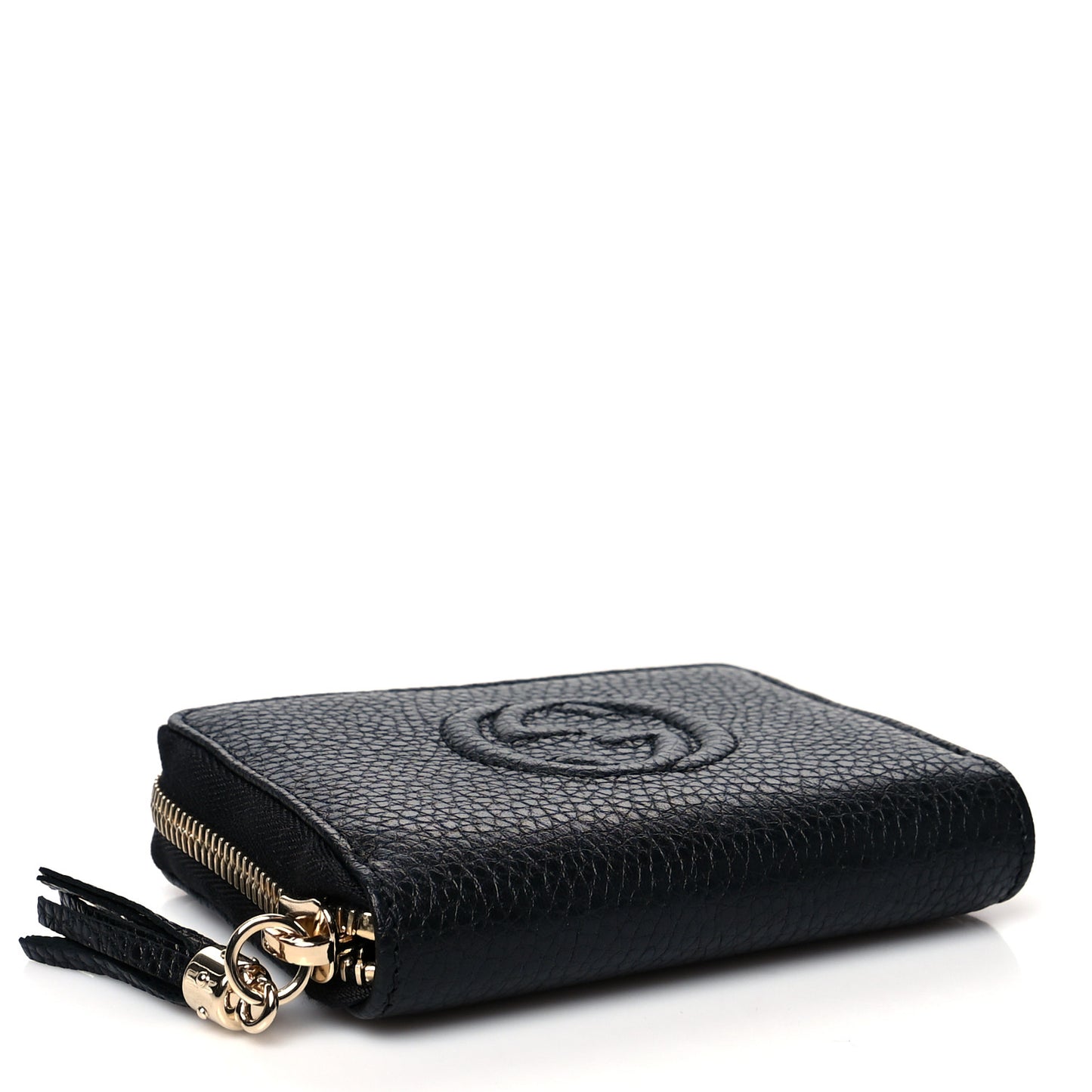 Pebbled Calfskin Small Soho Zip Around Wallet Black