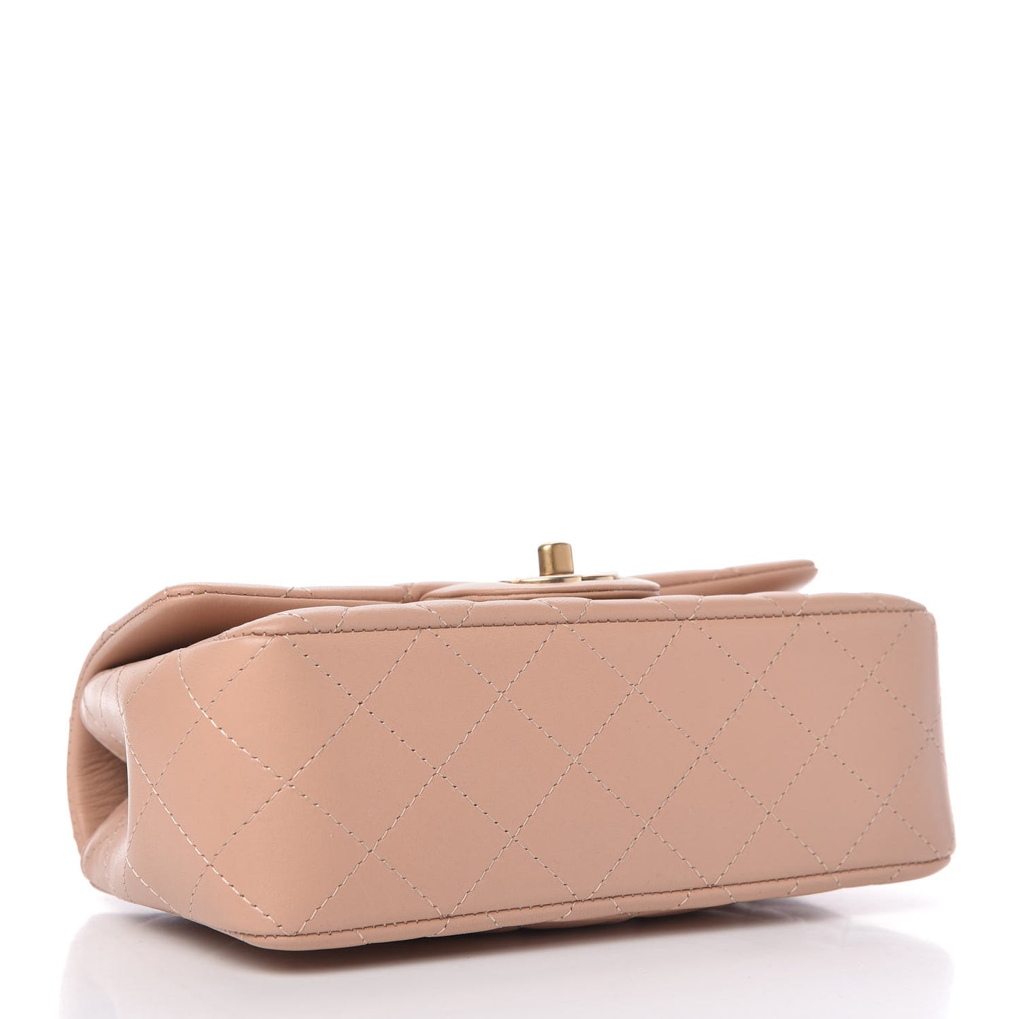 Lambskin Quilted Mini Top Handle Rectangular Flap Beige