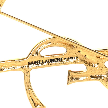 Saint Laurent Monogram Crocodile Opyum Brooch Gold 3 of 3