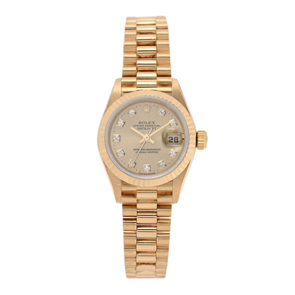 Rolex 18K Yellow Gold Diamond 26mm Datejust President Watch Champagne 69178 1 of 4