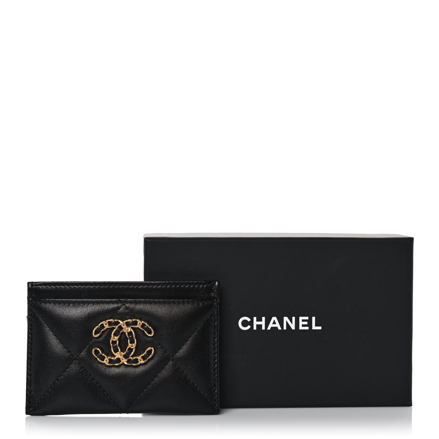 Chanel Lambskin Quilted Chanel 19 Card Holder Black 8 of 8