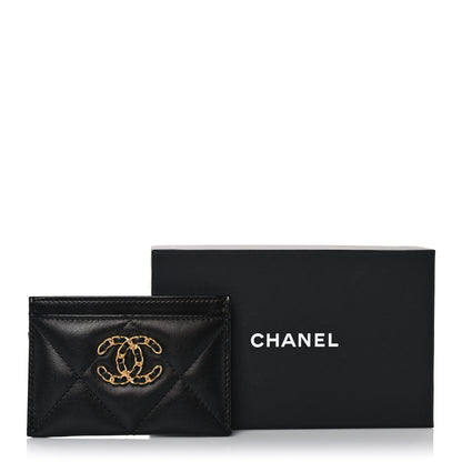 Chanel Lambskin Quilted Chanel 19 Card Holder Black 8 of 8