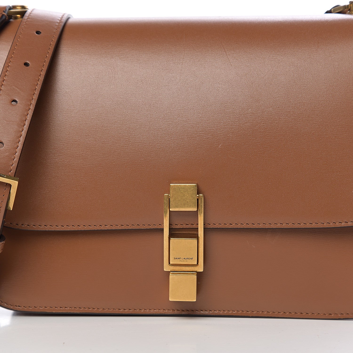 Saint Laurent Smooth Calfskin Carre Satchel Brown 6 of 8