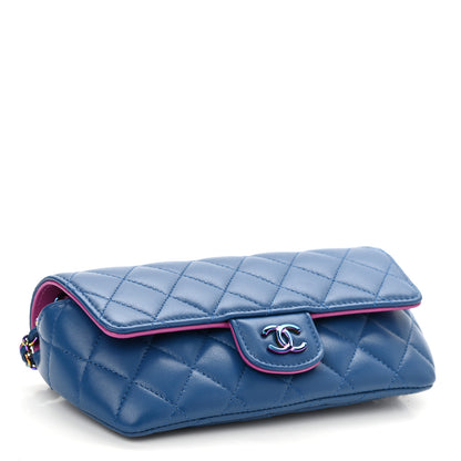Chanel Lambskin Quilted Glasses Case With Chain Blue Purple 4 of 11