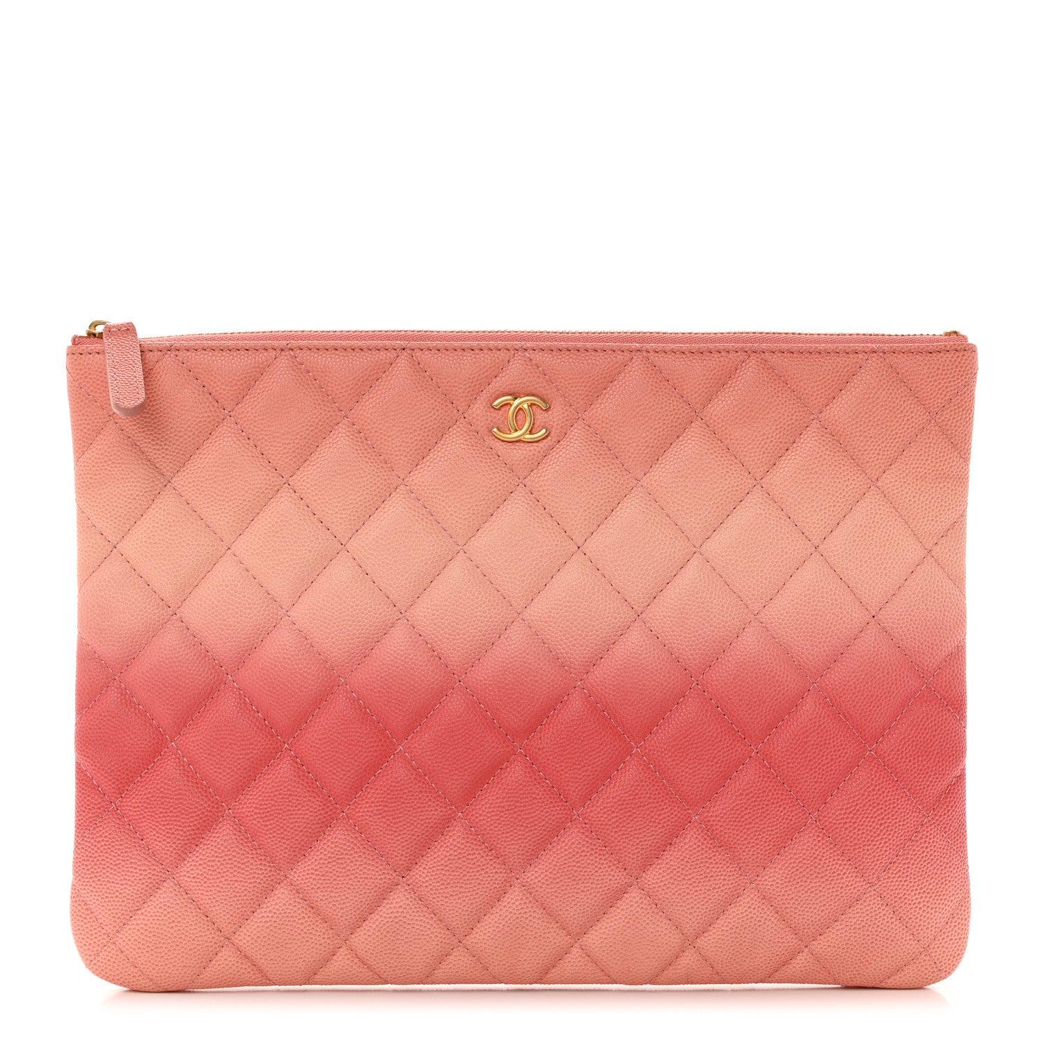 Chanel Caviar Quilted Ombre Medium Cosmetic Case Coral 1 of 9