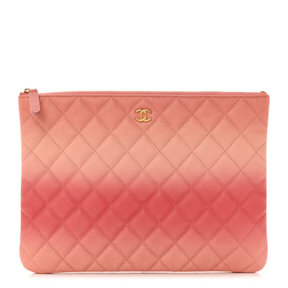 Chanel Caviar Quilted Ombre Medium Cosmetic Case Coral 1 of 9