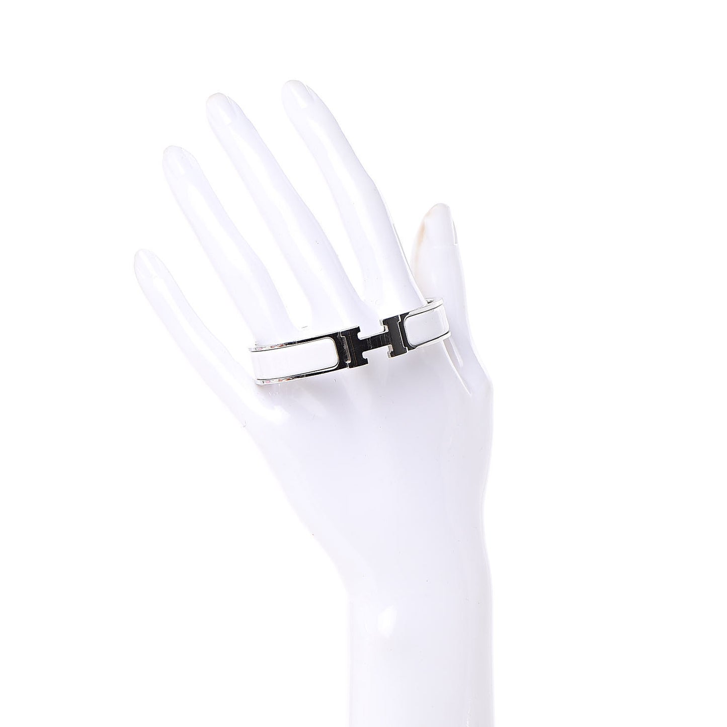 Enamel Narrow Clic Clac H Bracelet PM White