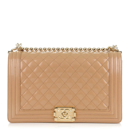 Chanel Iridescent Calfskin Quilted New Medium Boy Flap Beige 1 of 8