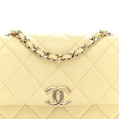 Chanel Lambskin Quilted Clutch With Chain Light Yellow 8 of 12