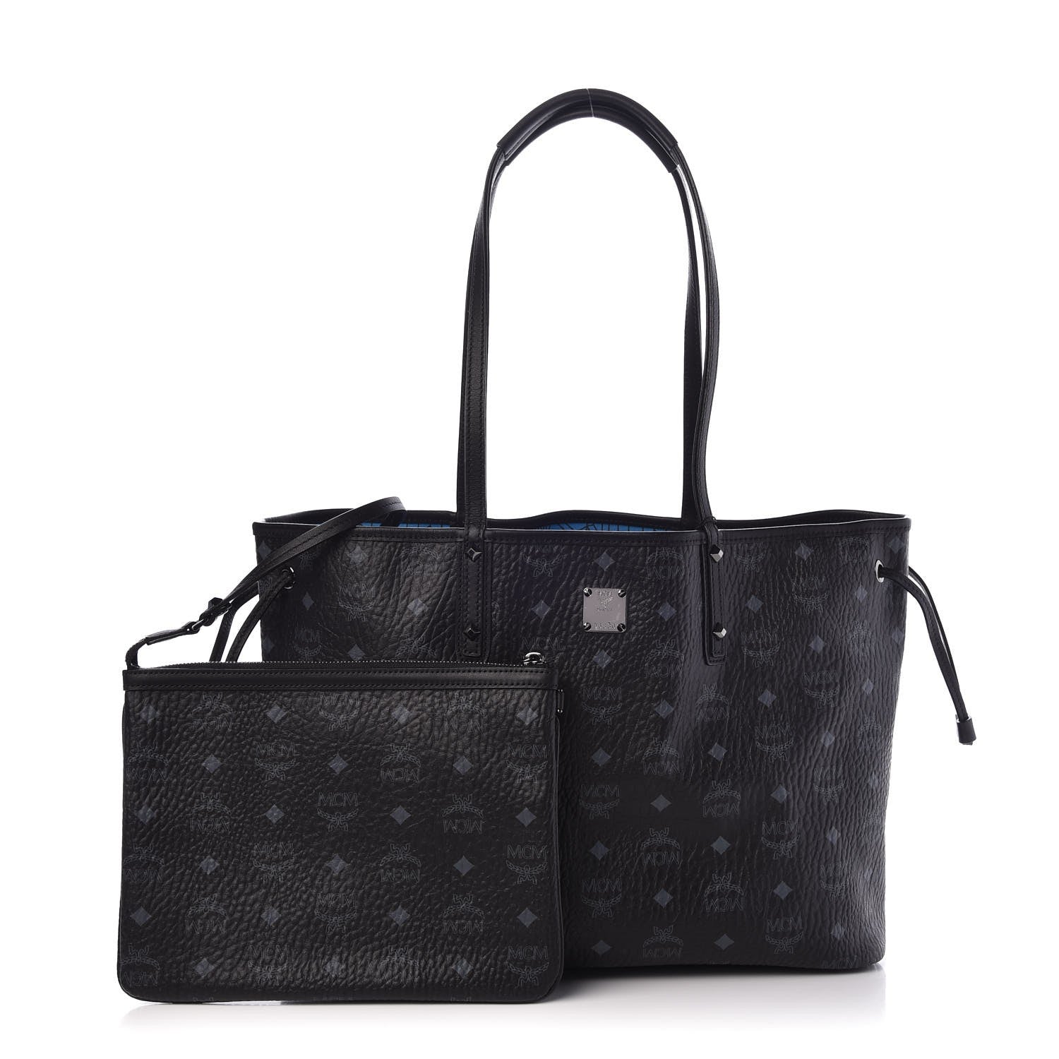 MCM Visetos Medium Anya Zip Top Shopper Tote Black 1 of 11
