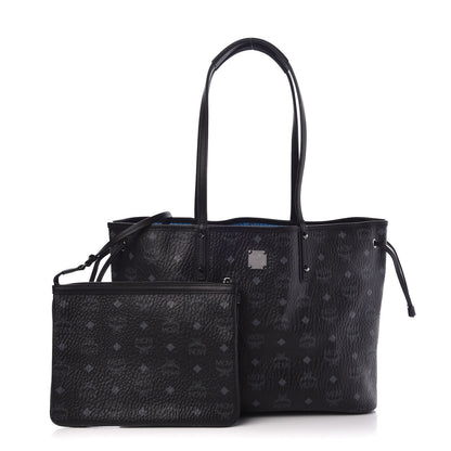 MCM Visetos Medium Anya Zip Top Shopper Tote Black 1 of 11