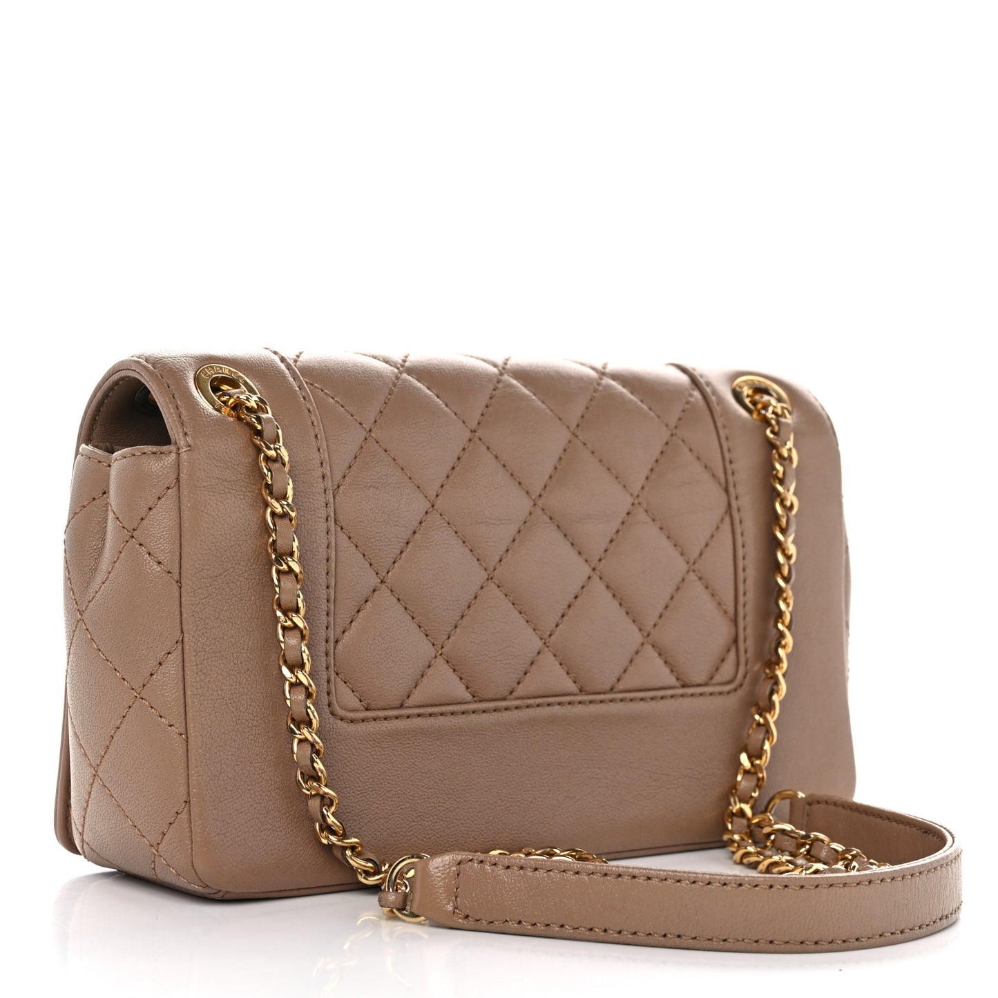 Sheepskin Quilted Small Vintage Mademoiselle Flap Beige