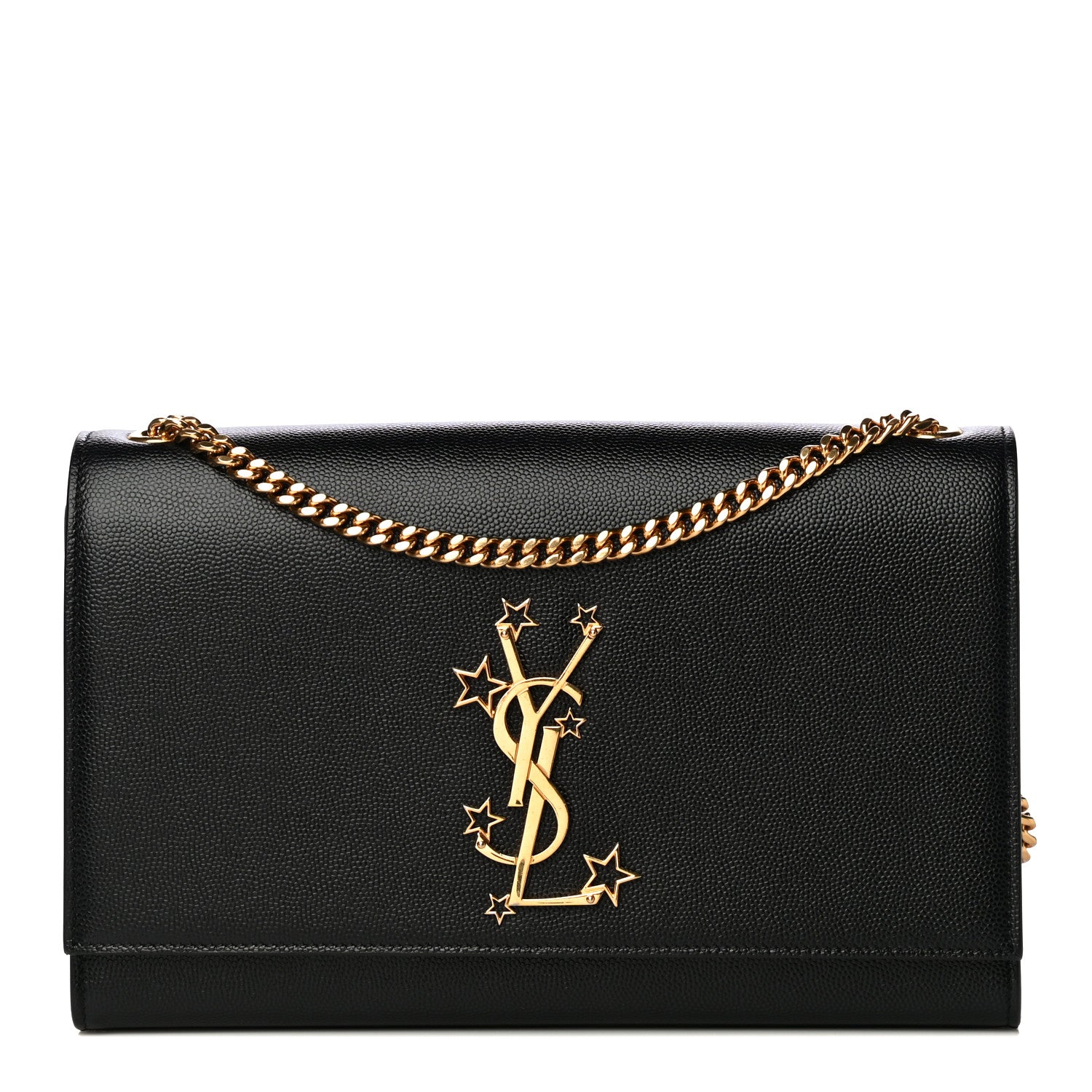Saint Laurent Grain De Poudre Star Monogram Kate Satchel Black 1 of 11