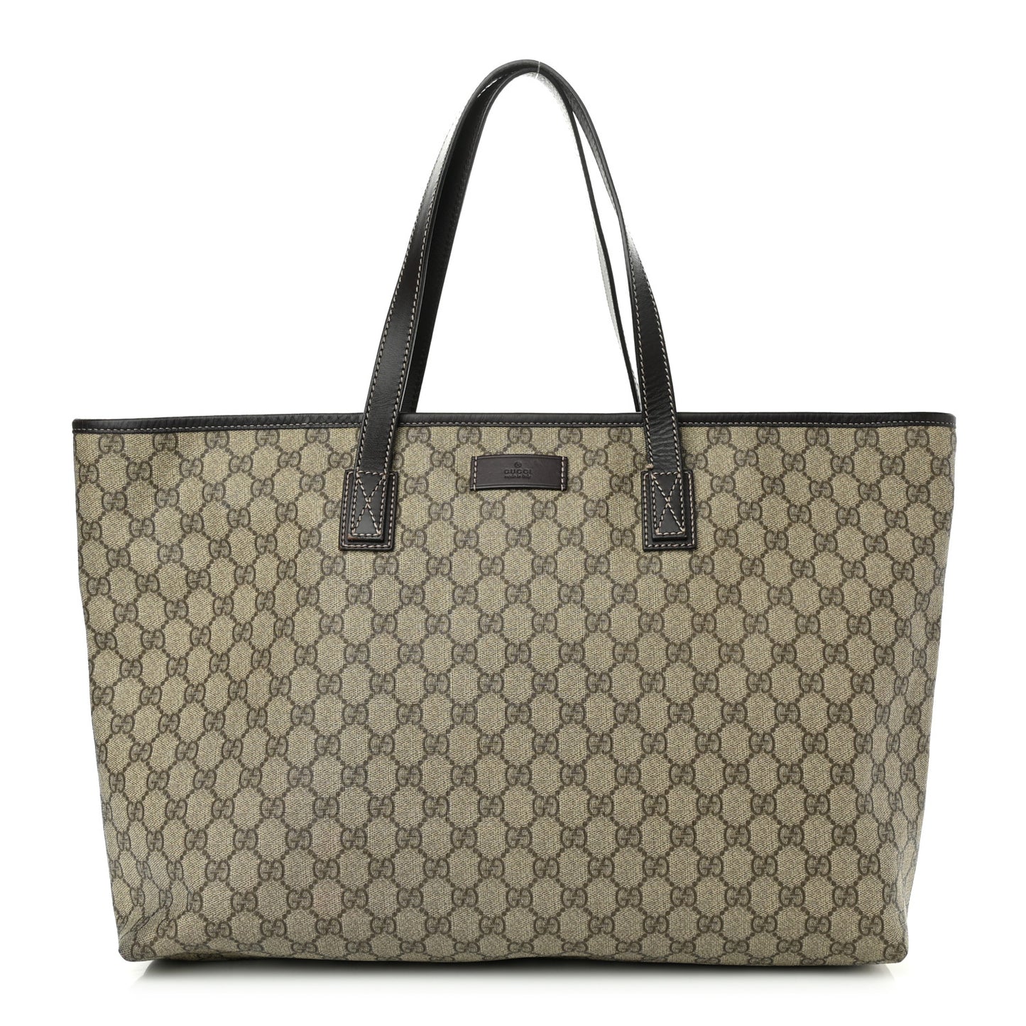 GG Supreme Monogram Large Zippered Shopping Tote Brown
