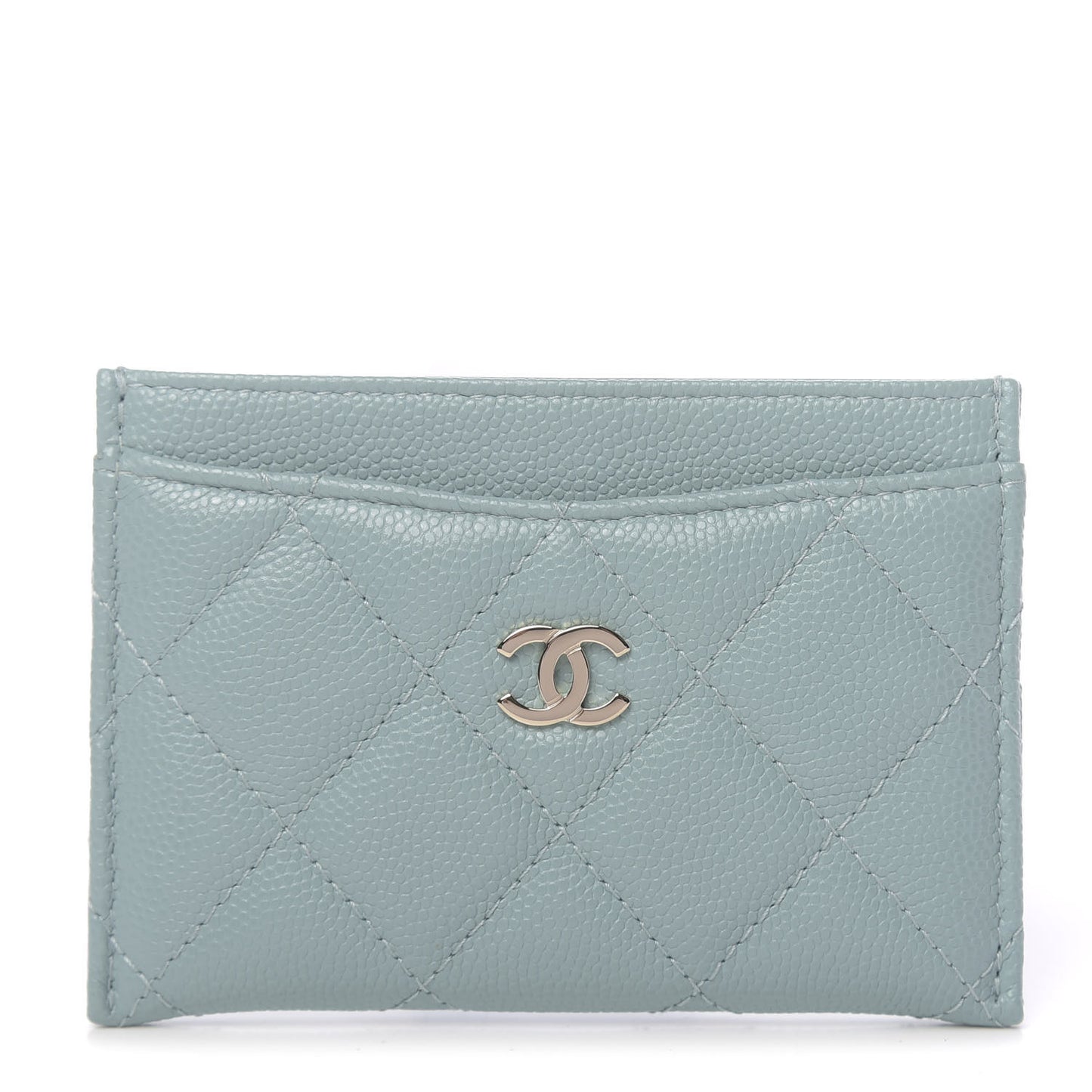 Caviar Quilted Card Holder Light Blue