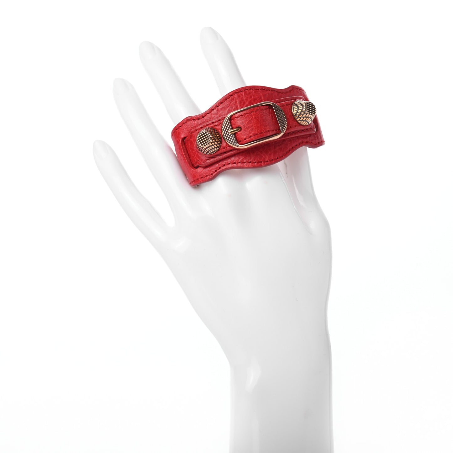 Agneau Arena Giant 12 Rose Gold Hardware Bracelet Rouge Coquelicot
