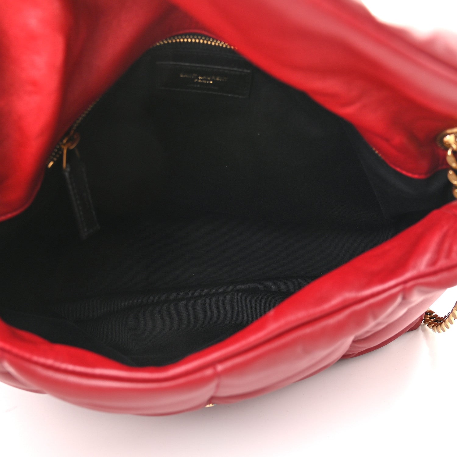 Saint Laurent Lambskin Quilted Medium Loulou Puffer Monogram Chain Satchel Opyum Red 5 of 8