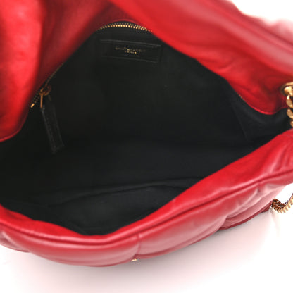 Saint Laurent Lambskin Quilted Medium Loulou Puffer Monogram Chain Satchel Opyum Red 5 of 8