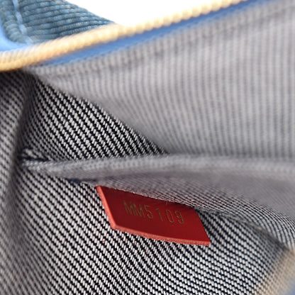 Louis Vuitton Denim Damier Monogram Patchwork Neverfull MM Pochette Blue Rouge 7 of 7