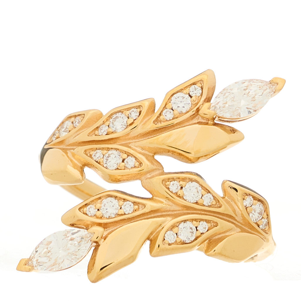 18K Rose Gold Diamond Victoria Vine Bypass Ring 53 6.25