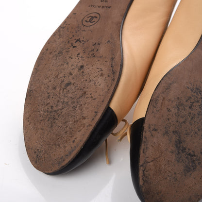 Chanel Lambskin CC Cap Toe Ballerina Flats 38 Beige Black 11 of 18
