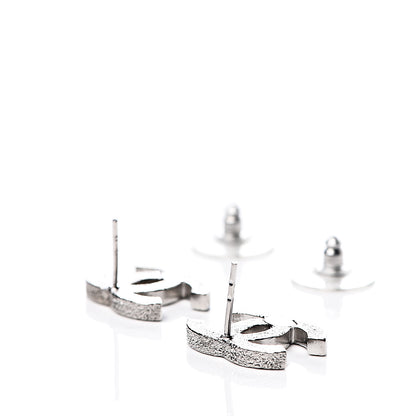 Chanel Glitter Enamel CC Earrings Silver White 4 of 4