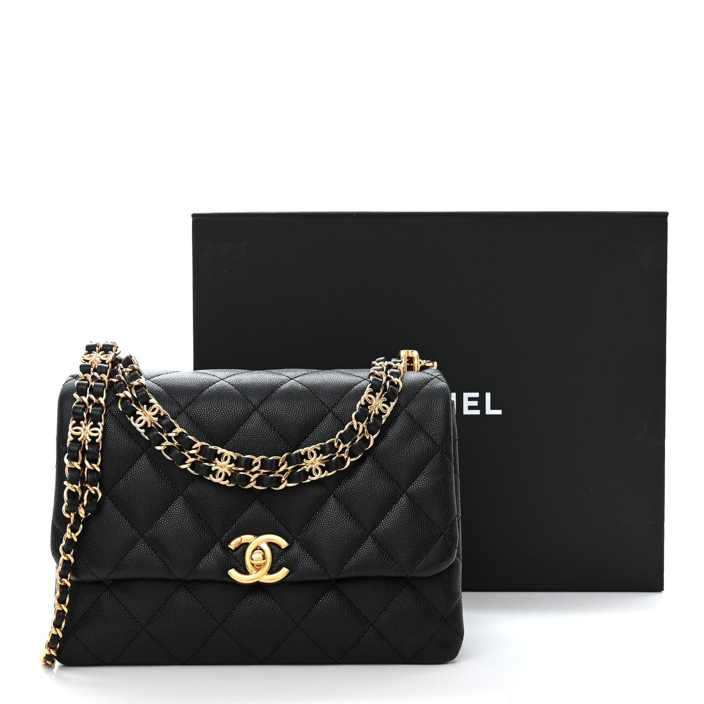 Caviar Quilted Coco First Flap Black