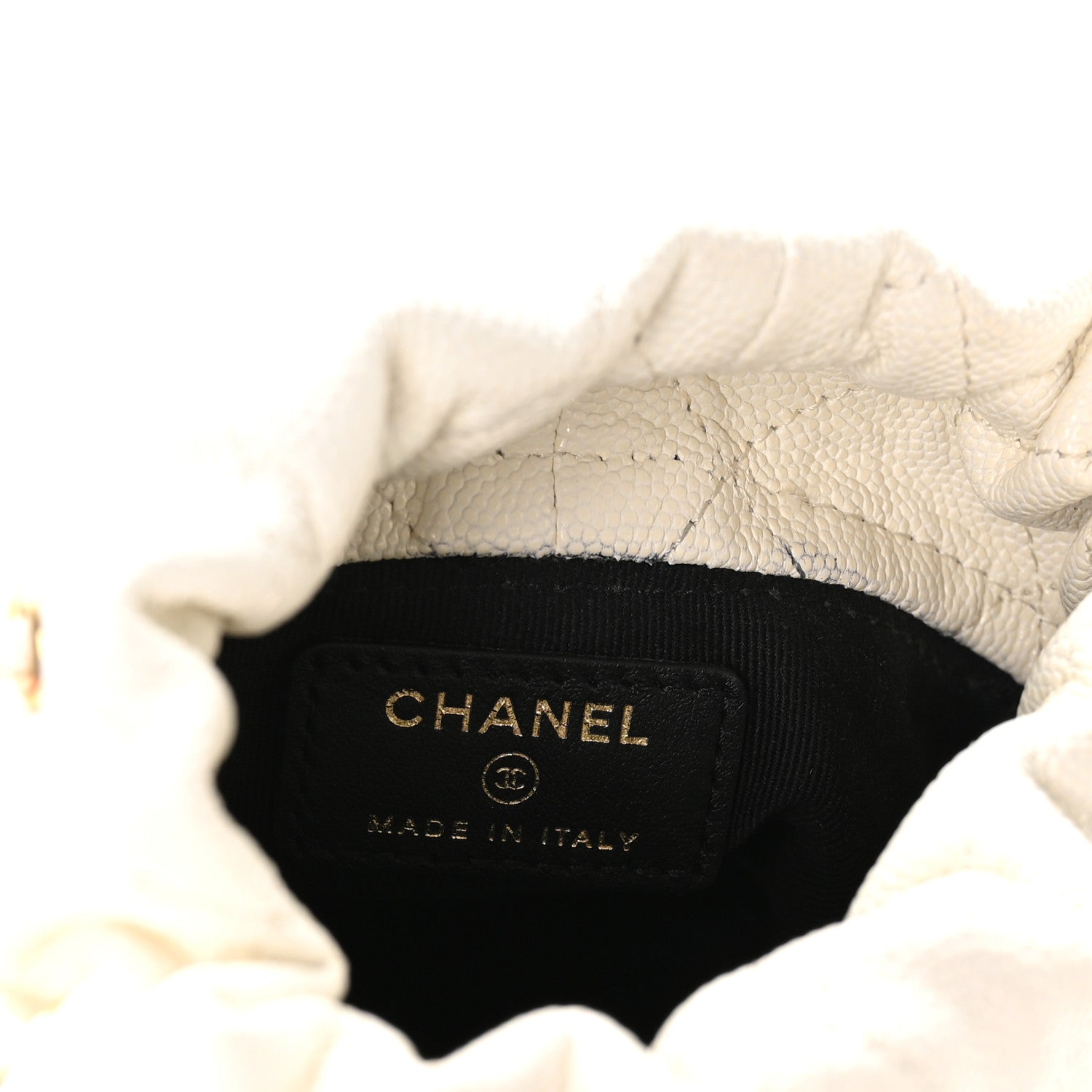 Chanel Caviar Quilted Coco First Bucket Clutch With Chain White 6 of 10