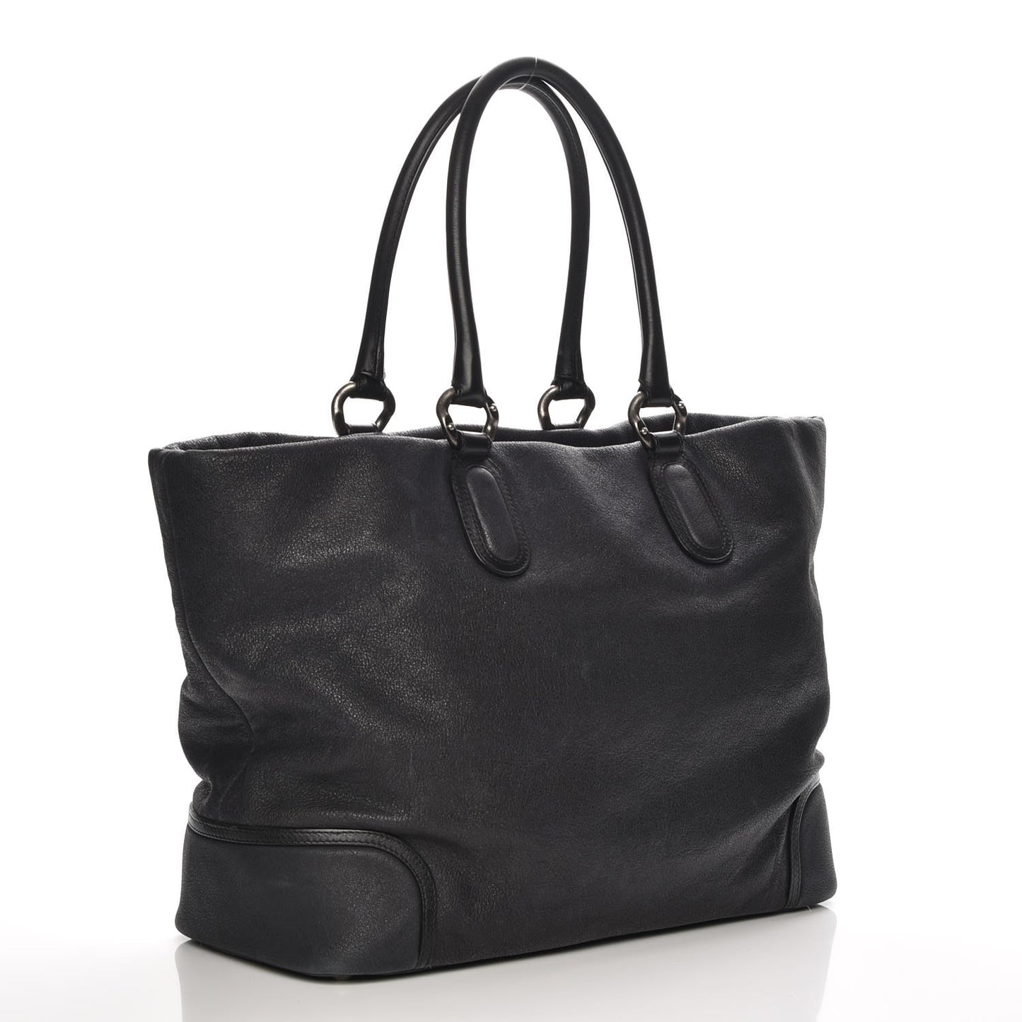 Washed Calfskin Tote Black
