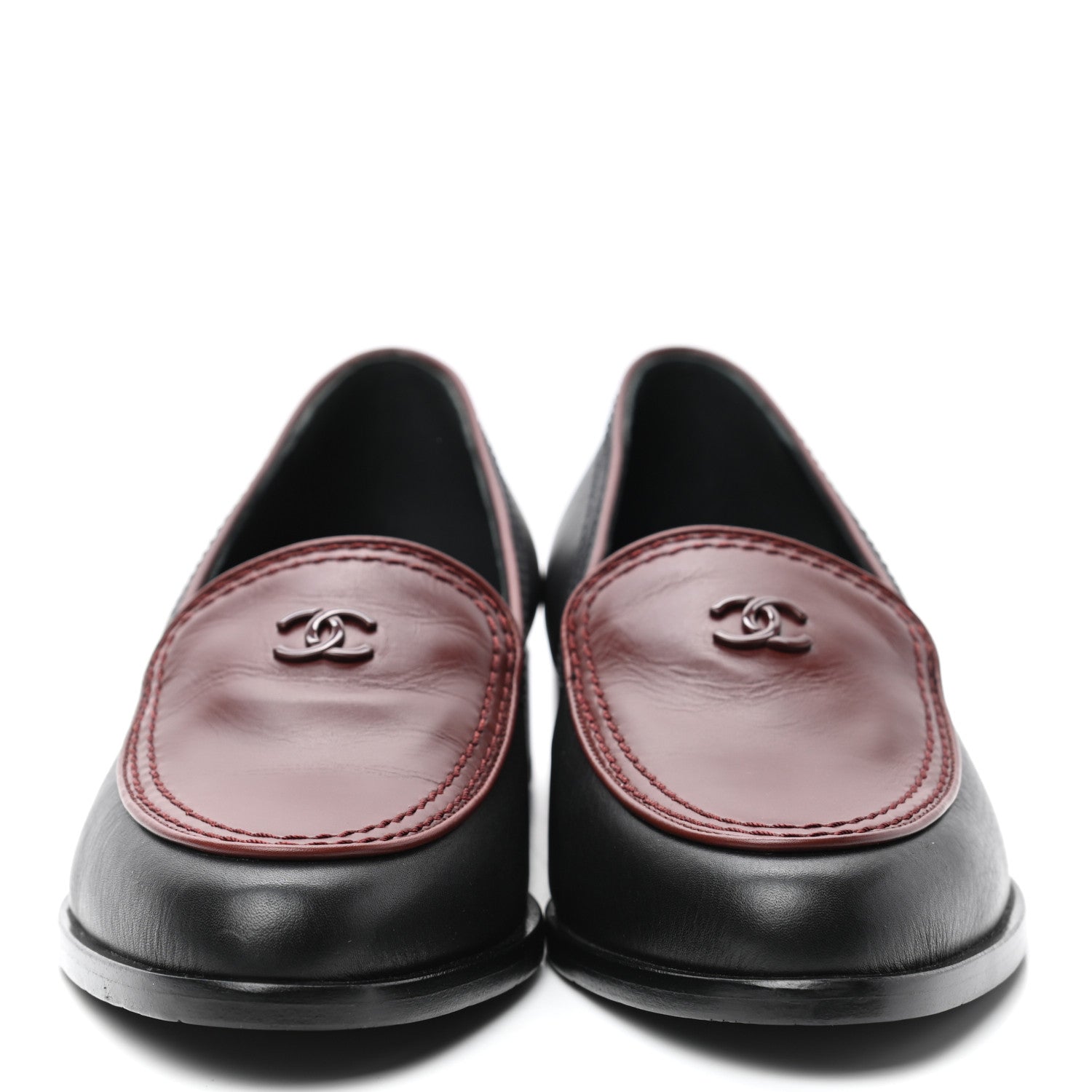 Chanel Calfskin CC Mocassin Loafers 36 Brown Black 2 of 7